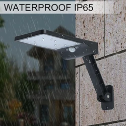 QLTEG 450 LM 48 LED Solar Power Street Light PIR Motion Sensor wall Lamp Outdoor Waterproof remote control rotate bracket Garden