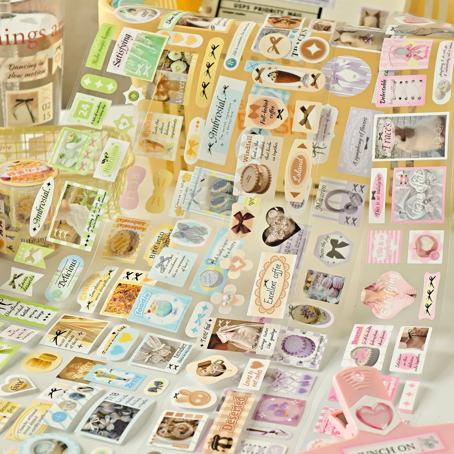 

Carved Heart Series Die-Cut Synthetic Paper Tape Korean Cute DIY Material Decorative Sticker Pocket Tape