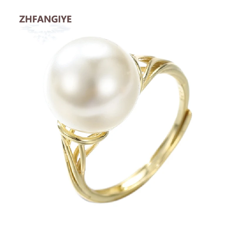Anillos de perlas para mujer, accesorios de joyería de plata 925, anillo de dedo abierto de Color dorado, compromiso de boda, regalo de fiesta al por mayor
