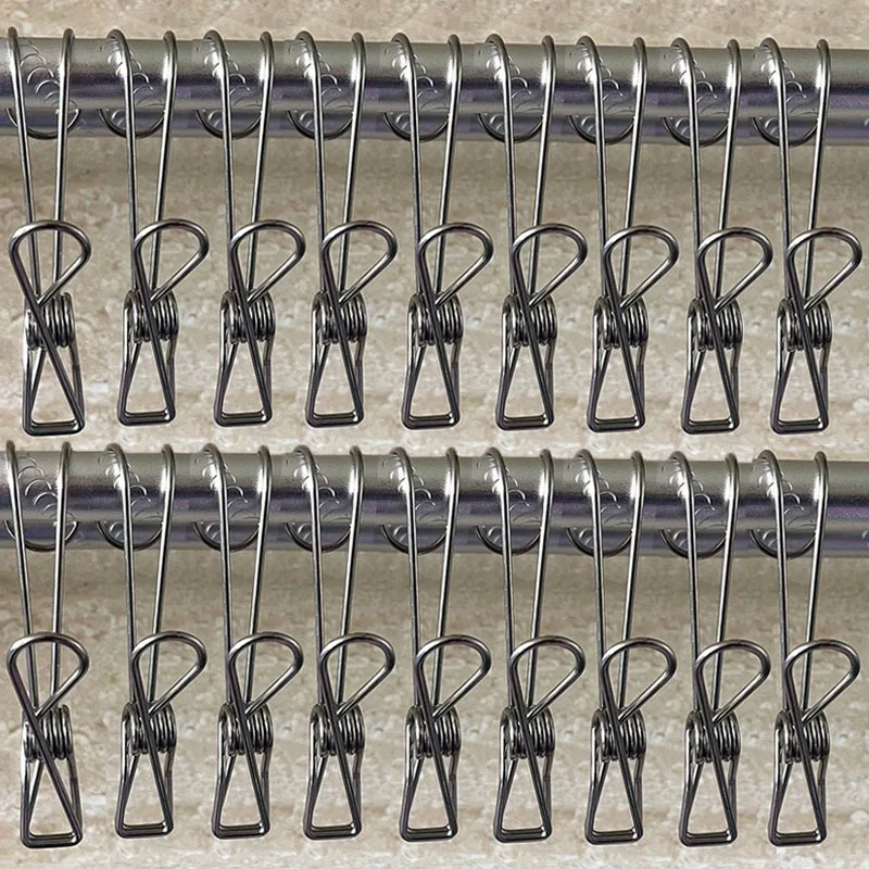 Stainless Steel Clothes Pegs Laundry Storage clip Hooks Photo Clip Bathroom Clo…