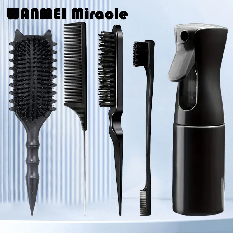 

1/5 шт. набор расчесывающих расчесок Curl Candy Bursh изогнутая расческа с крысиным хвостом, щетка для контроля кромок, распылитель, массажные инструменты для укладки волос