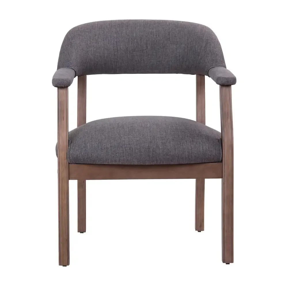 Modern Captain's Reception Chair Gray Linen Commercial Grade Comfortable Back Support Stylish Waiting Room Seating