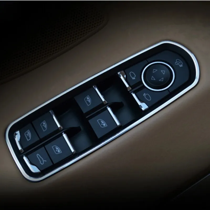 Interior Stickers Car Window Lift Button Panel Decorative Frame Trim Stickers For Porsche Panamera Cayenne Macan Interior Access