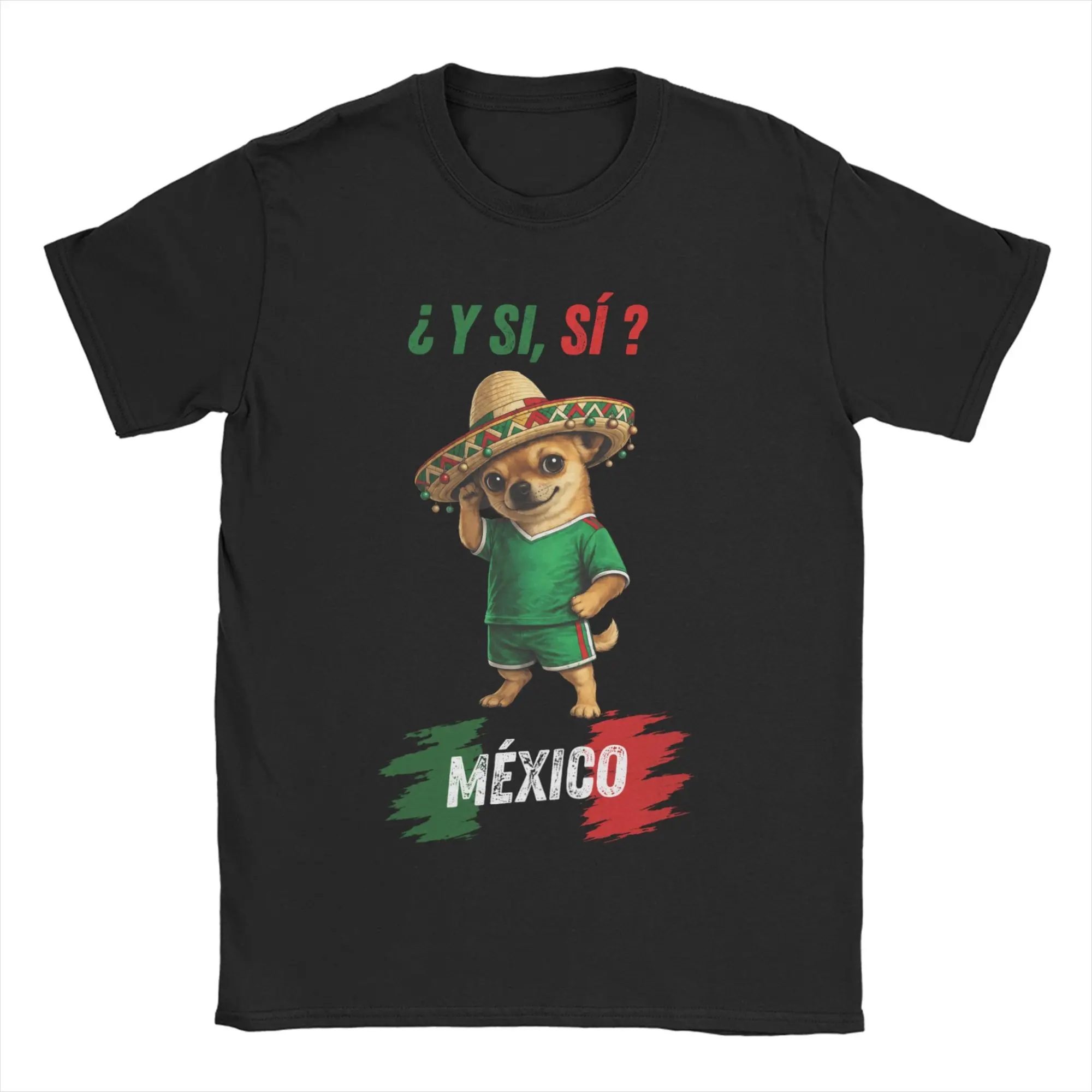 T-shirt optimiste en coton à manches courtes pour homme, motif chien mexicain et football, style espagnol, grande taille