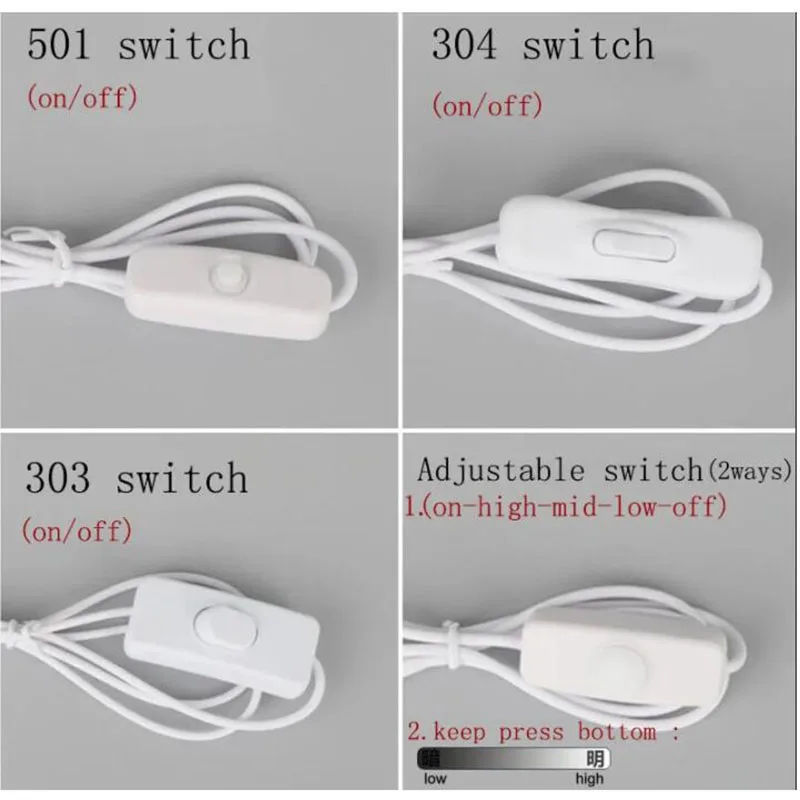 2Pin white black DC 5V USB diy Male Power supply Cable 501 304 on/off Switch wire Charging extension dimmer Cord for strip fan T