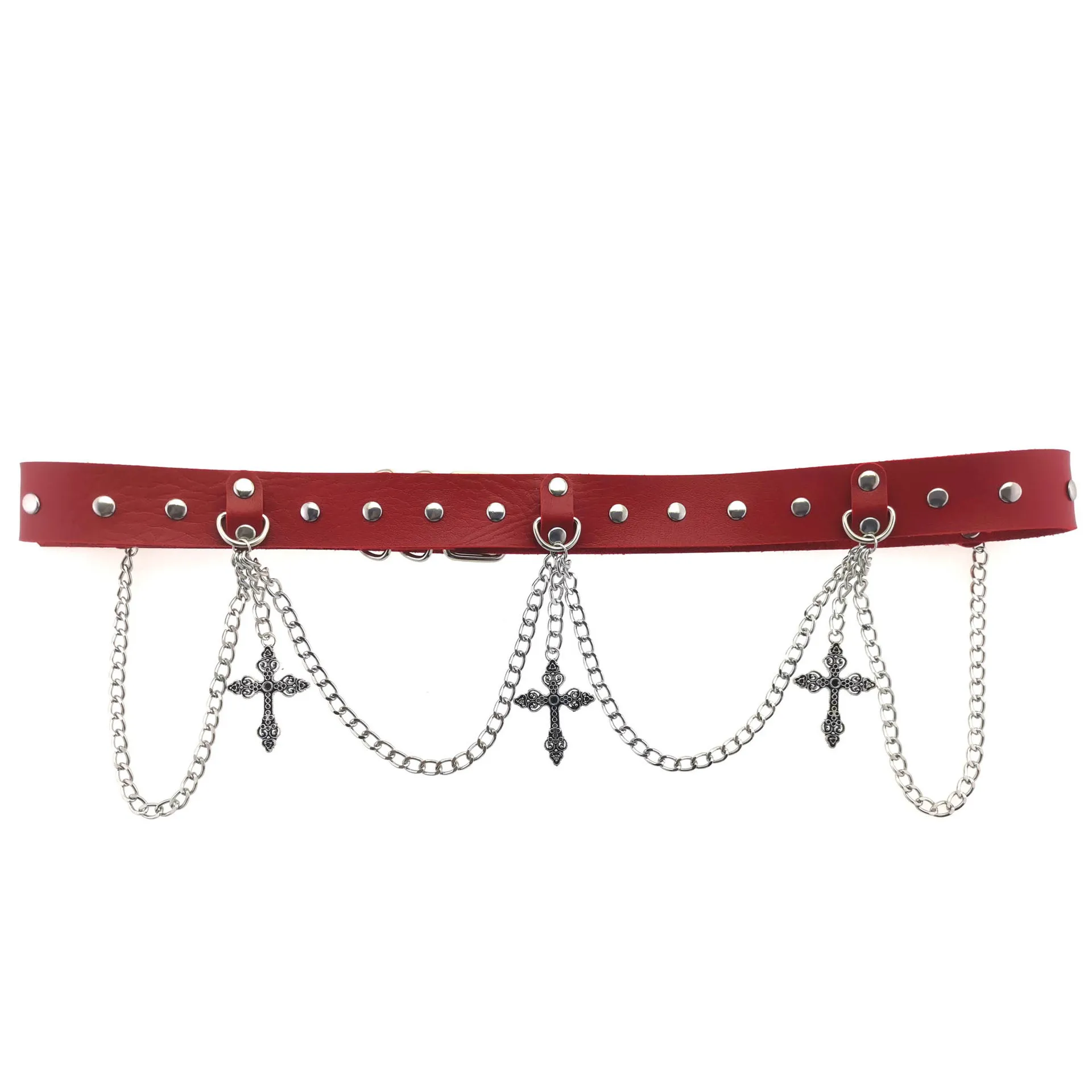 Dark Individuality Punk Retro Gothic Sex appeal Rock and roll Different Cross Chain Tassel Corset Belt chain Belt accessory