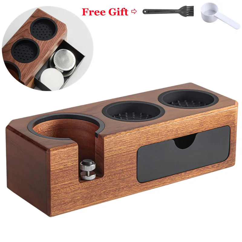 NEW Upgraded Coffee Tamping Station with Drawer Espresso Tamper Holder Espresso Tamper Mat Stand Coffee Filter Tamper Holder