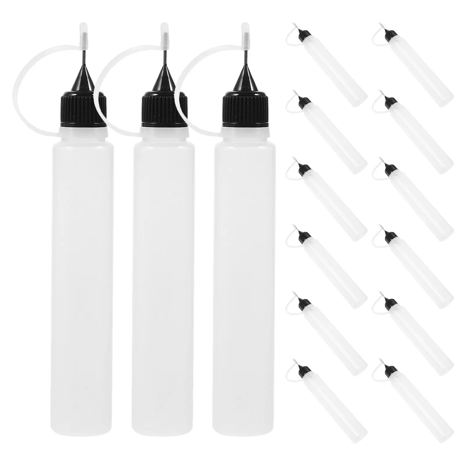 15 flacons compte-gouttes en plastique vides à pointe fine pour artisanat, peinture et distribution de colle liquide