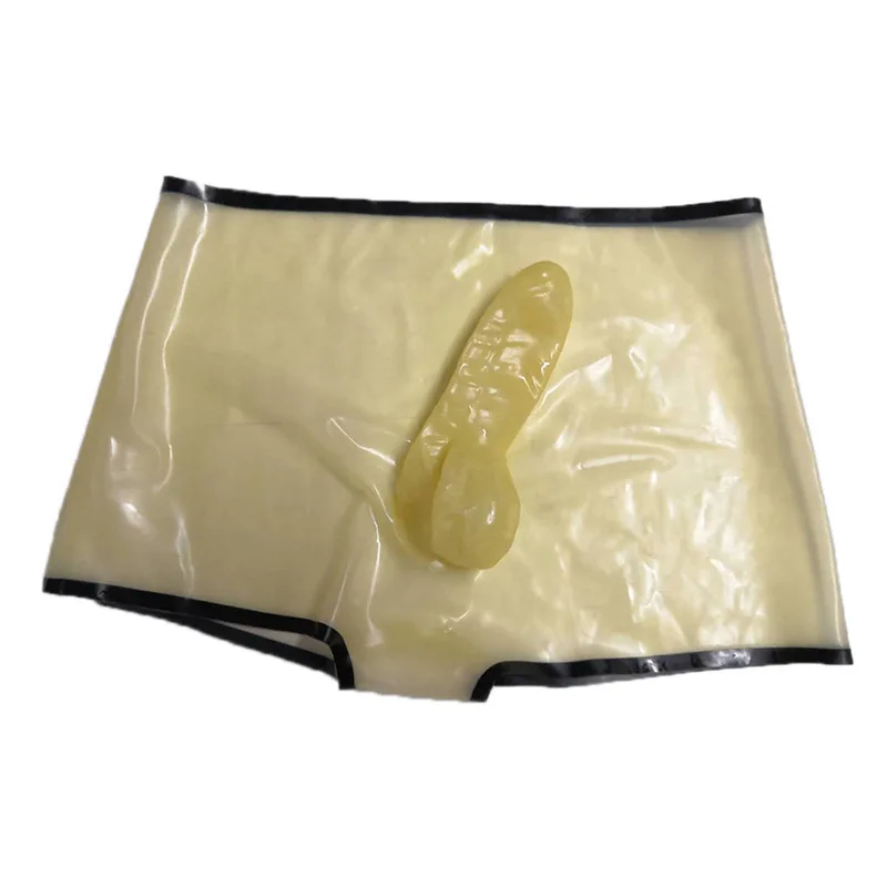 Men'S Transparent Natural Latex Shorts With Condom