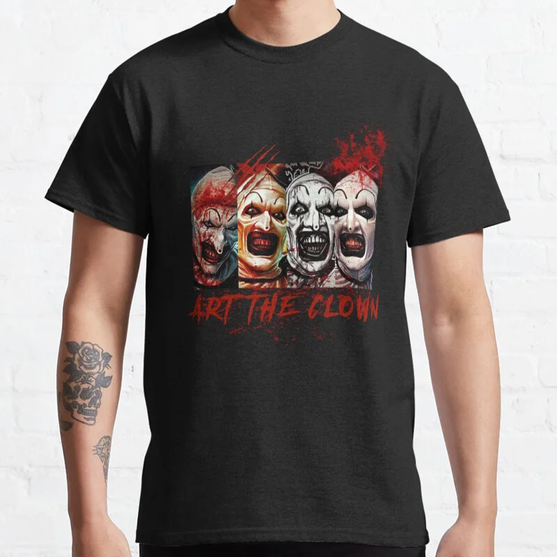 

Art The Clown Bloody horror movies terrifier slasher film graphic t shirts scary movie print tee 100% cotton large size tops