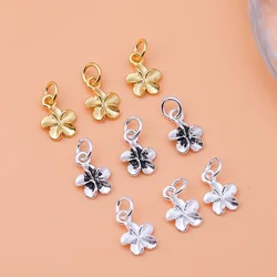 5PCS 925 Sterling Silver Jewelry Accessories Vintage Gold Plated Bauhinia Flower Pendant Bracelet Necklace DIY Pendant