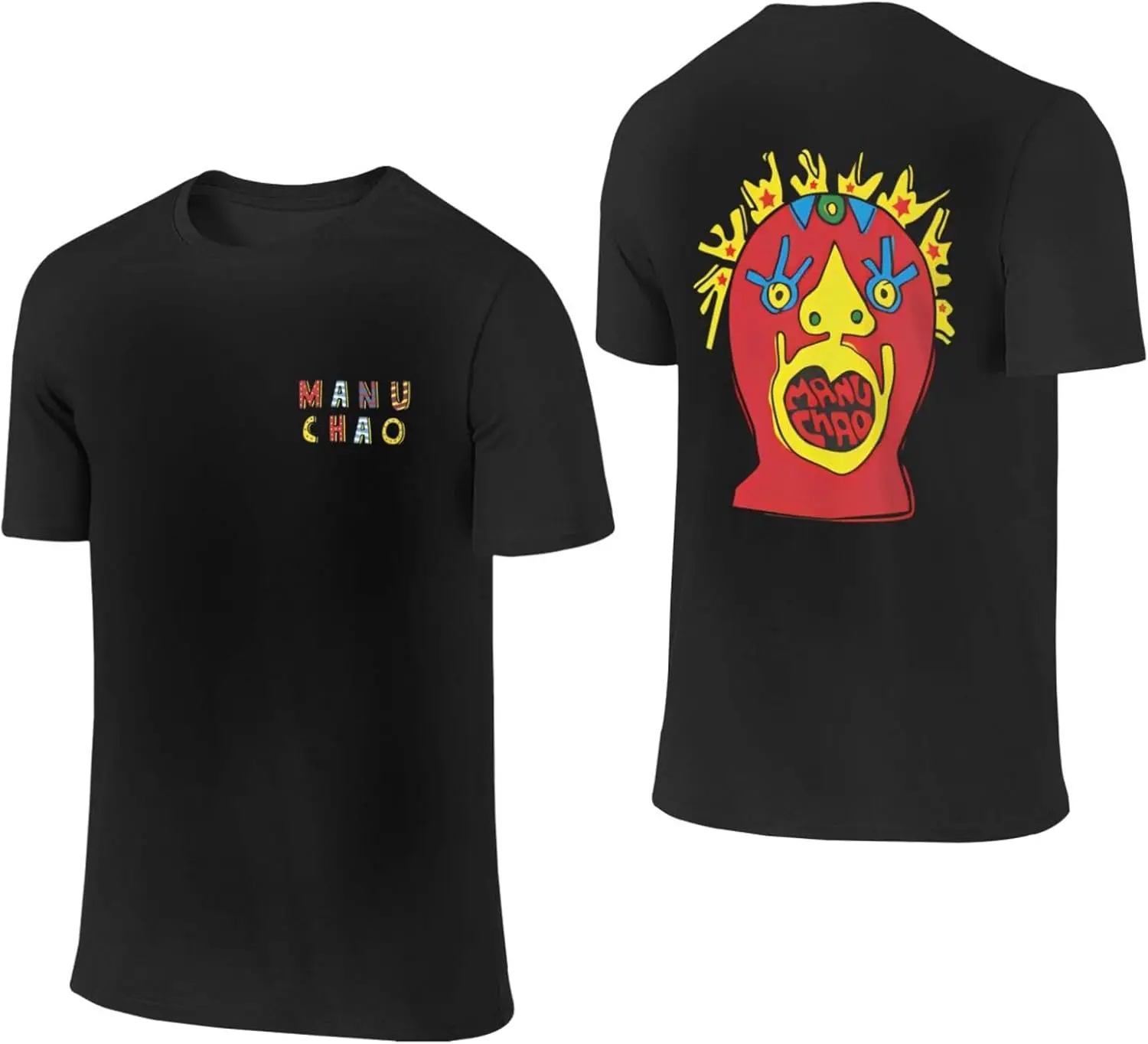 

Manu Chao Shirt Men's Reversible Graphic T-Shirt Fashion T-Shirts Loose Fit Short-Sleeve Casual Tops