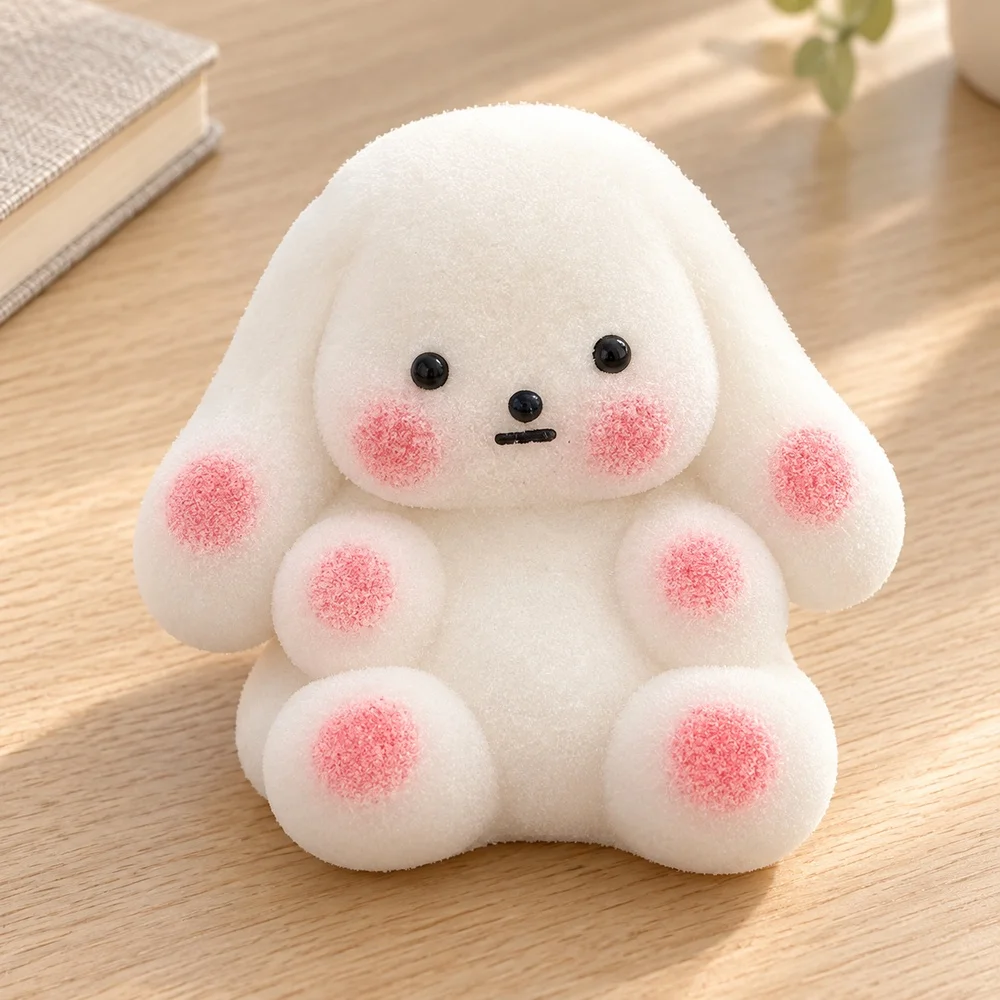 Lop Ear Rabbit Squishy Squeeze Toy White Pink TPR Soft Fidget with Cute Shape for Adults Teens Desk Companion Gift Single Piece