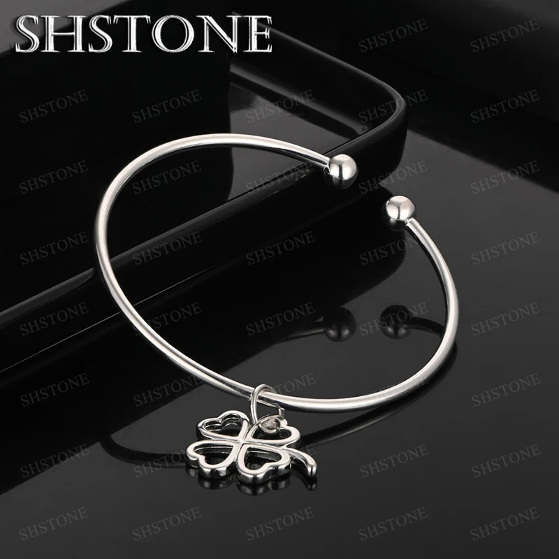 

Four Leaf Clover 925 Sterling Silver Bangle For Women Beautiful Charm Wedding Party Fashion Popular Jewelry Accessories