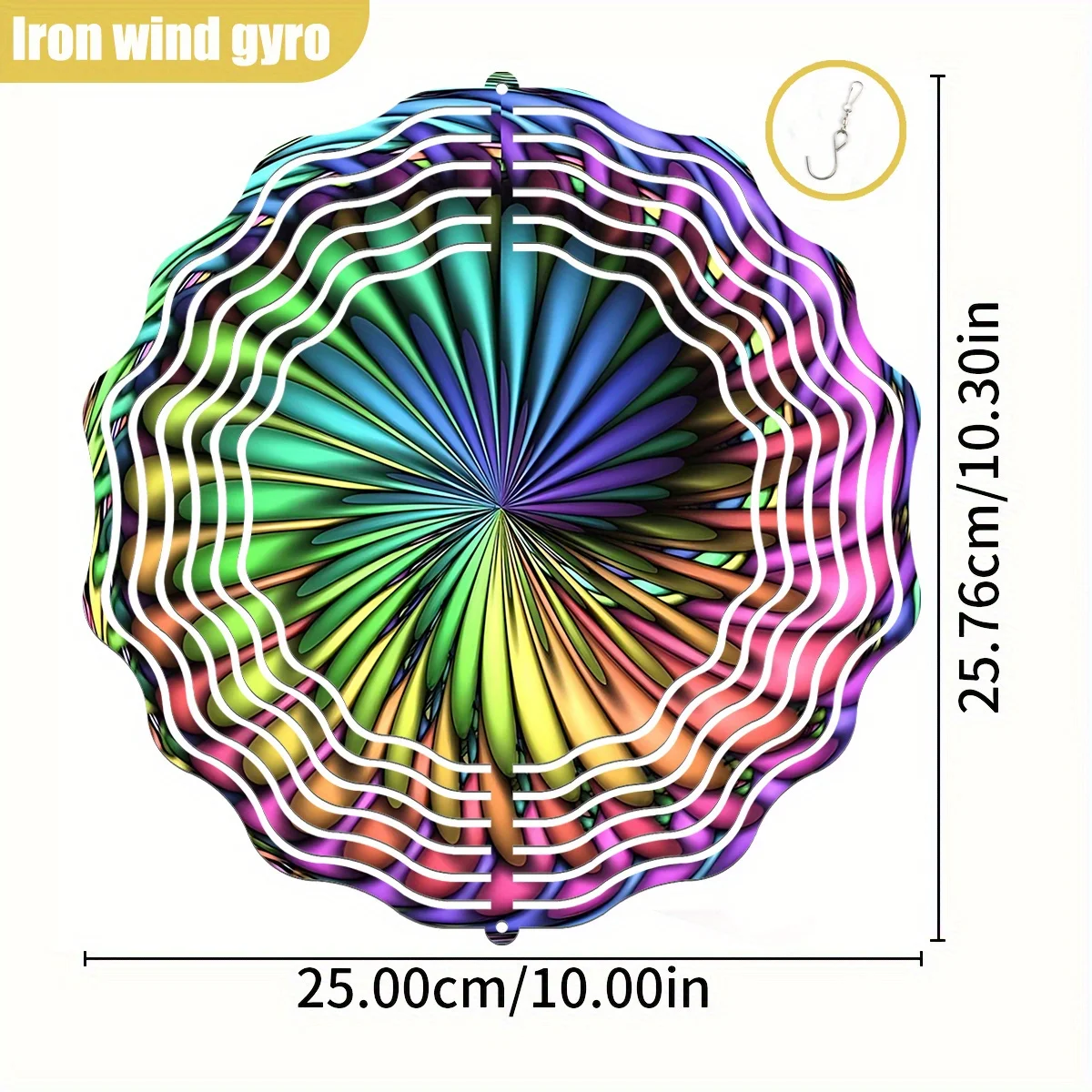 Rainbow Radial Colorful Metal Wind Spinner Hanging Ornament For Garden Patio Balcony Yard Outdoor Decor