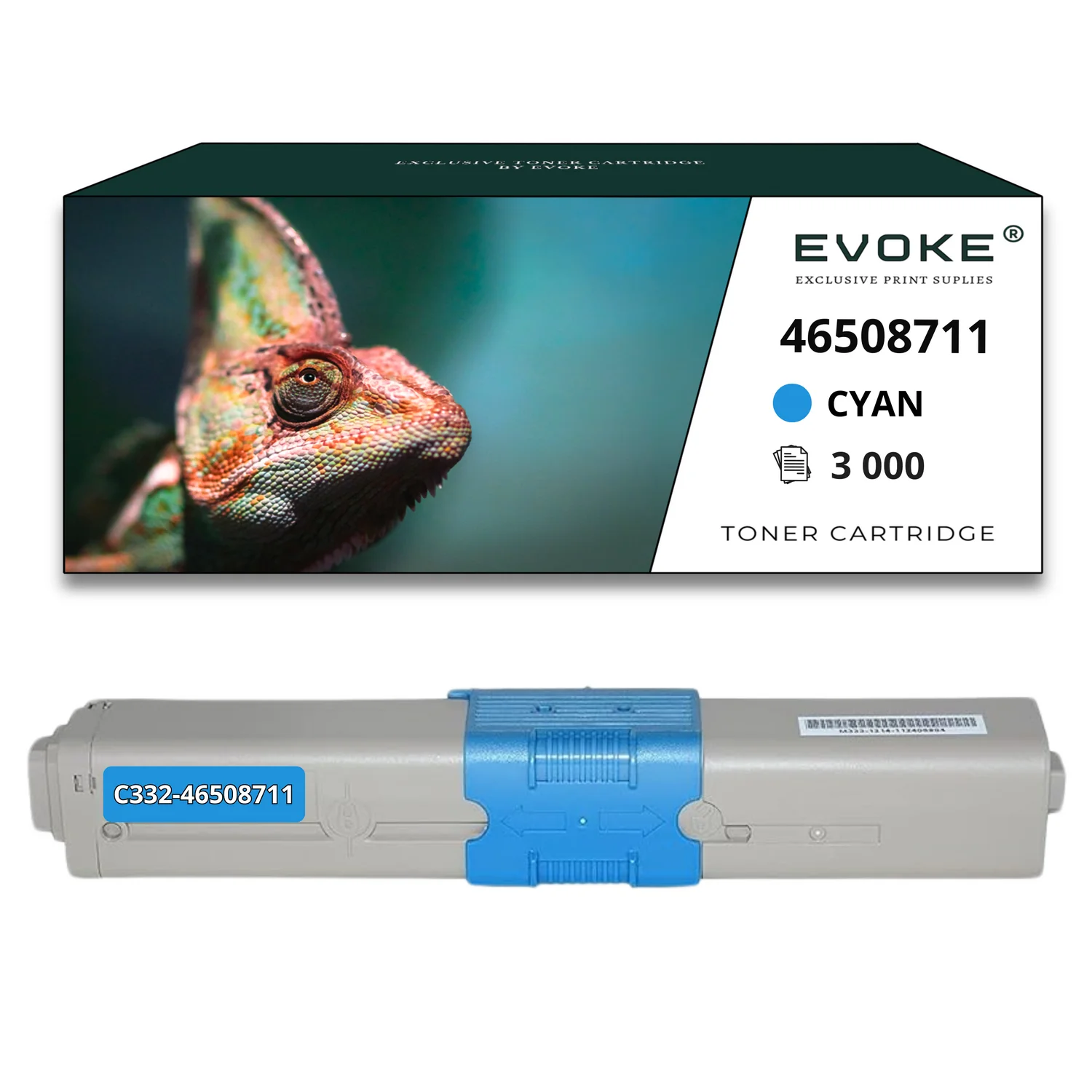 Evoke Compatibele Toner voor Oki C332 46508711 Cyaan 3000 Pagina's C332Dn C332Dnw Mc332Dn Mc363 Mc363Dn Mc363Dnw
