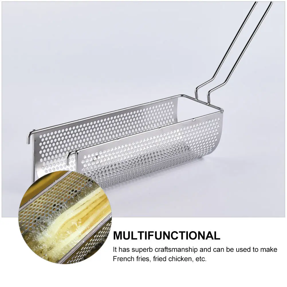 

1Pcs Stainless Steel Fries Frying Basket Heat-Resistant Drain Basket for French Fries Fried Chicken Kitchen Cooking Tool