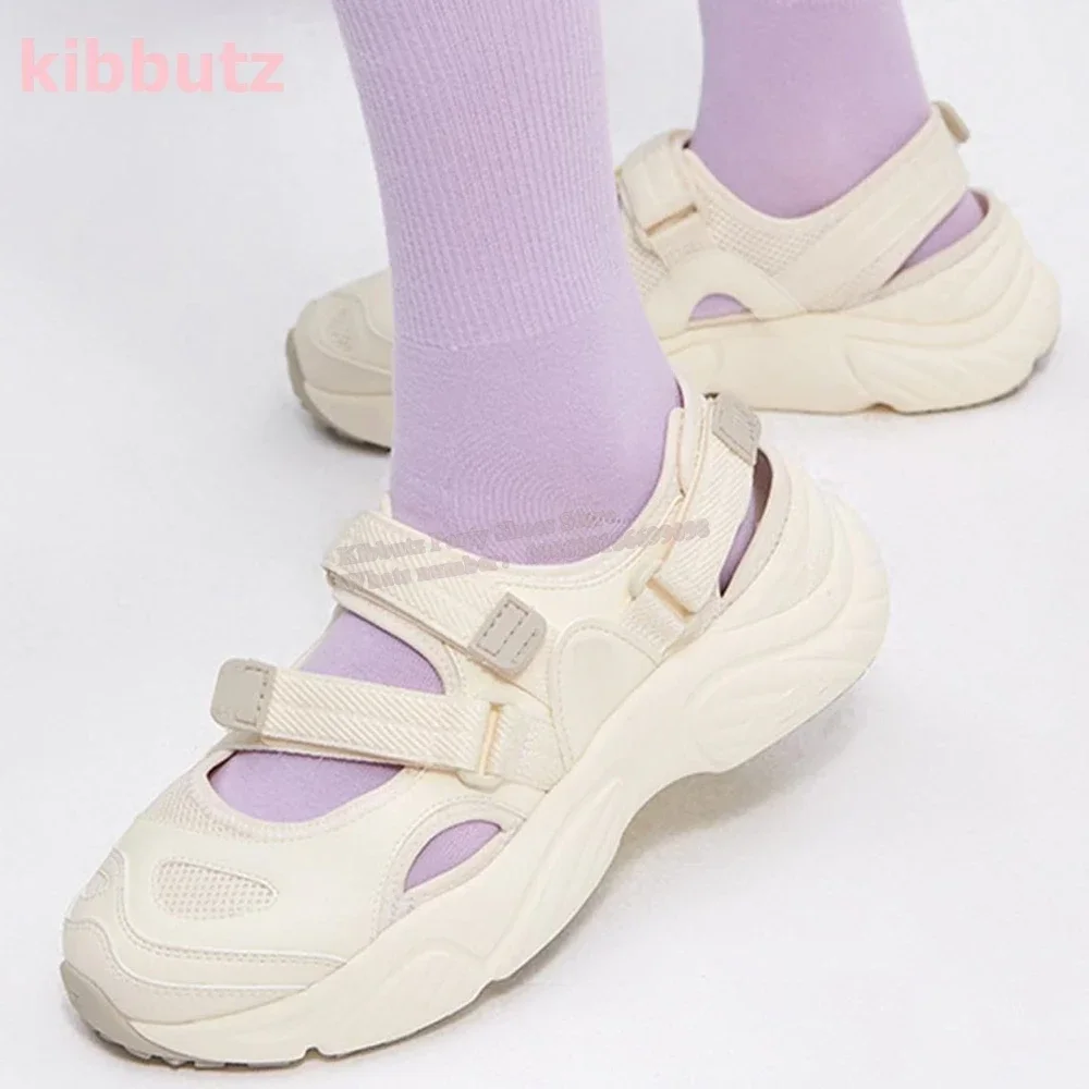 

Полые кроссовки, дышащие кроссовки с круглым носком на плоской подошве и перекрестным ремешком, спортивная лаконичная уличная модная новинка, женская обувь, новинка