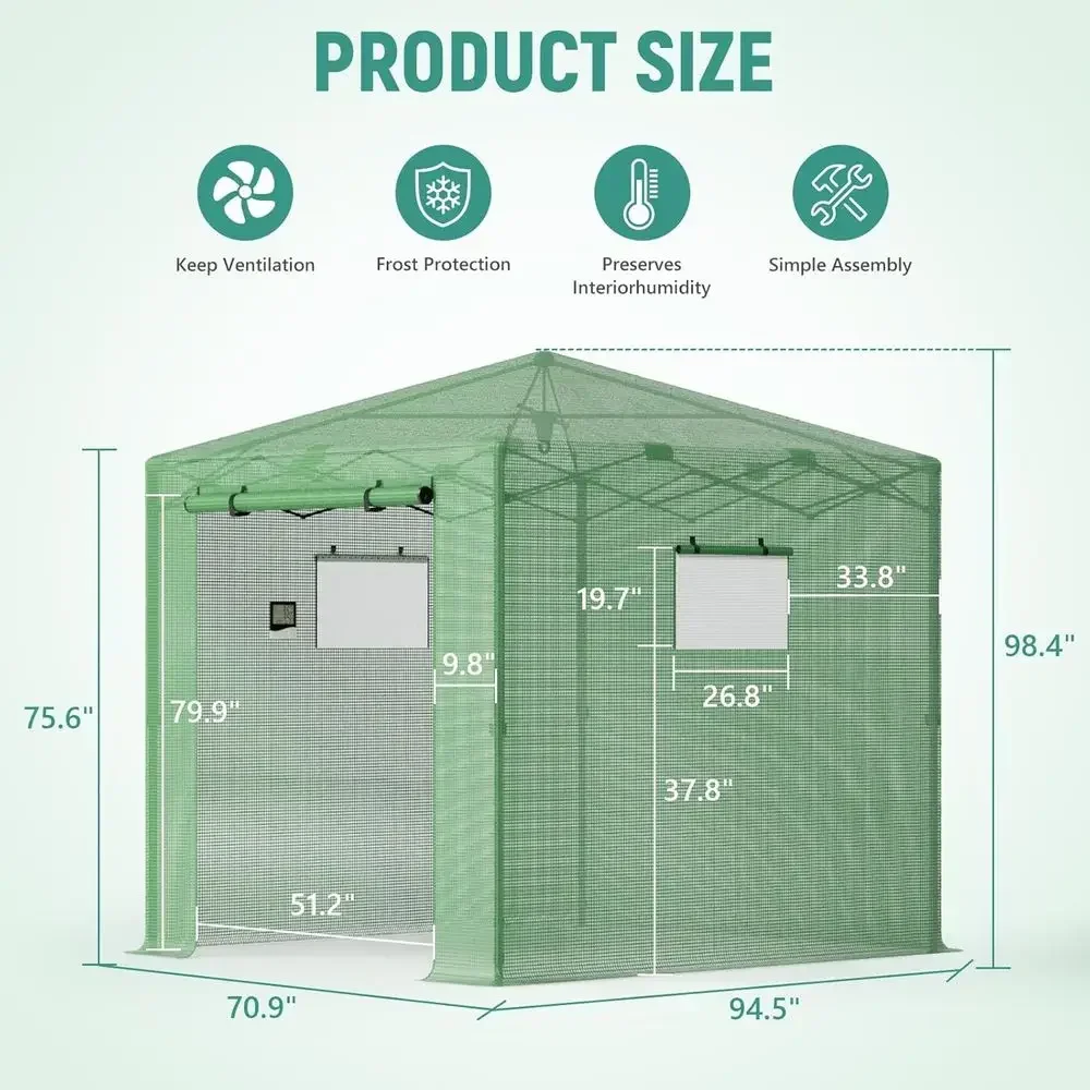 8x6 Walk-In Greenhouse Kit: Portable, Easy Setup for Outdoor Gardening