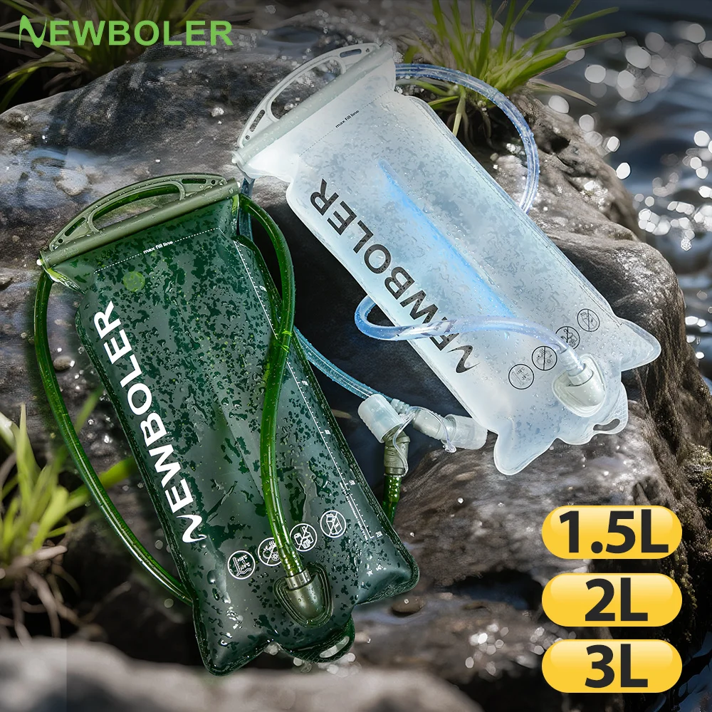 NEWBOLER Bisphenol Free PEVA Wasser-Aufbewahrungstasche, 1,5 l, 2 l, 3 l, großes Fassungsvermögen, geeignet für Outdoor-Laufsport, feuchtigkeitsspendende Tasche