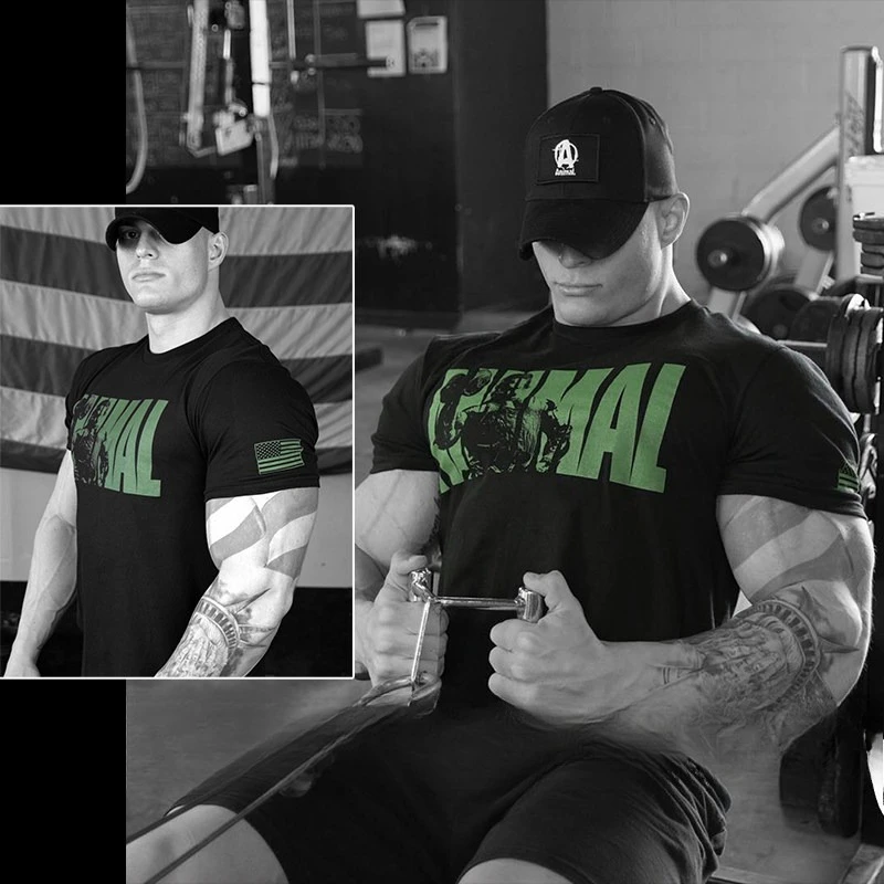 2026 new Animal Bodybuilder Graphic Gym T-Shirt, Powerlifting Workout Streetwear,Cotton Oversized Fit Tee for Men Fitness Lovers