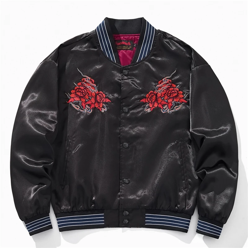 أسود الخامس الرقبة النمط الياباني المدرب سترة الشارع الشهير خمر الرجال البيسبول سترة 2025 التنين التطريز ملابس خارجية معاطف #5