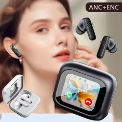 New Full Touch Screen Headphones ANC Bluetooth 5.4 Noise Cancelling Earphones HiFi Stereo Wireless In-Ear ENC Earbuds With Mic