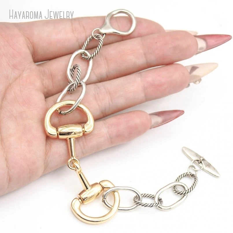 

10Pcs Equestrian Horsebit K Gold Color Snaffle Bit Jewelry Women Silver Plated Chain Bracelet Boho Jewelry
