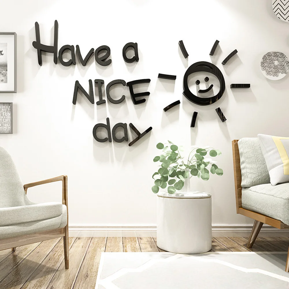 Decoration Wall Sticker Acrylic Bedroom DIY Freezer Have A Nice Day Living Room Mirror Self-adhesive Waterproof