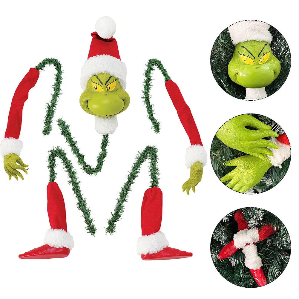 5PCS Arm Leg Head Ornaments Holder Head/Arms and Legs Grinch Tree Topper Decor Xmas Elf Body Tree Decoration for Xmas Party