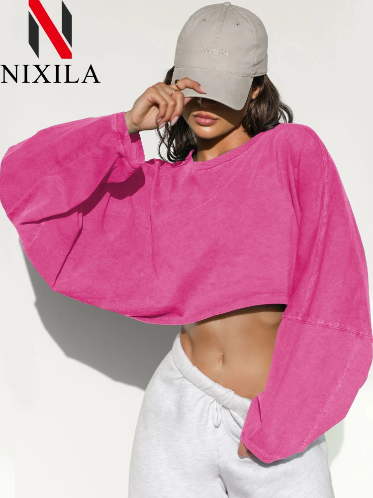 

Новинка весны и осени, женские спортивные укороченные толстовки, модные футболки, свободные топы с длинными рукавами, одежда для тренировок, толстовка для фитнеса