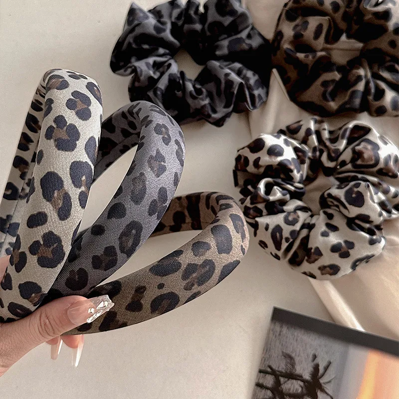 Seksowne wąż Leopard gumki do włosów Scrunchies nakrycie głowy Vintage ciemnobrązowy Vintage Leopard Dot elastyczna opaska do włosów kucyk zestaw uchwytów