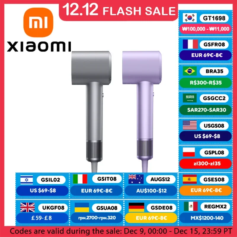 XIAOMI MIJIA H701 Hair Dryers High Speed Water Ion Professional Hair Care Quick Dry Negative Ion 65m/s 110000Rpm 220V CN Version