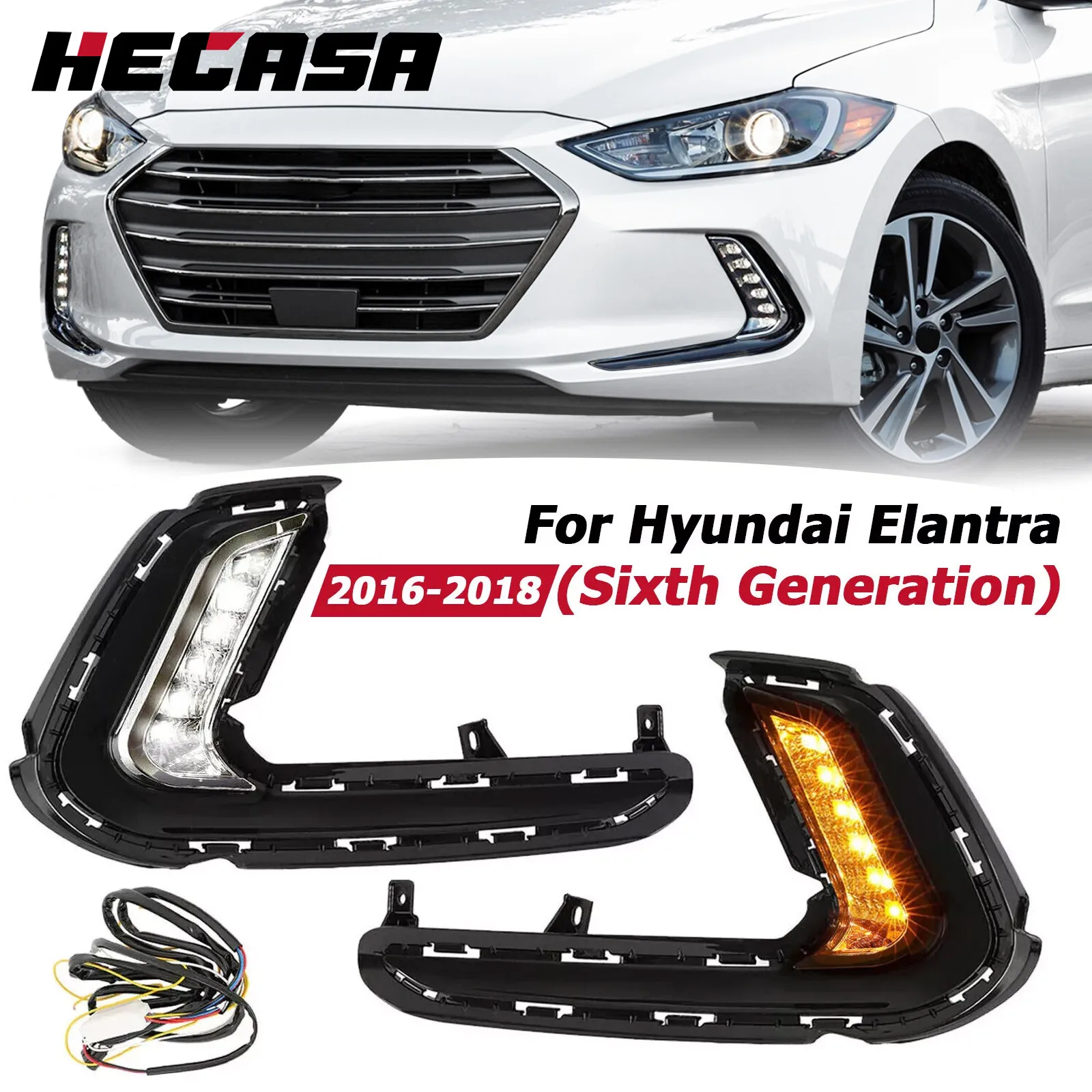 

Для Hyundai Elantra 2016-2018: Светодиодные противотуманные фары, дневные ходовые огни, указатели поворота