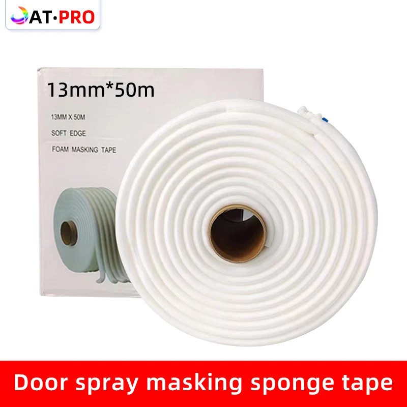 Car Door Seam Paint Masking Sponge Strip 13mmx50m Foam Self-Adhesive Machine Cover Fender Board Paint Shielding Protective Tape