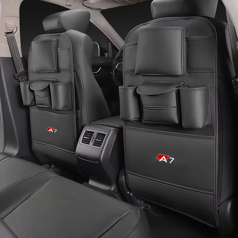 Car Seat Anti Kick Pad For Audi A7 Quattro RS7 4G8 4K8 Leather Seat Back Organizer Anti Kick Pad Anti Scratch Protector Cover