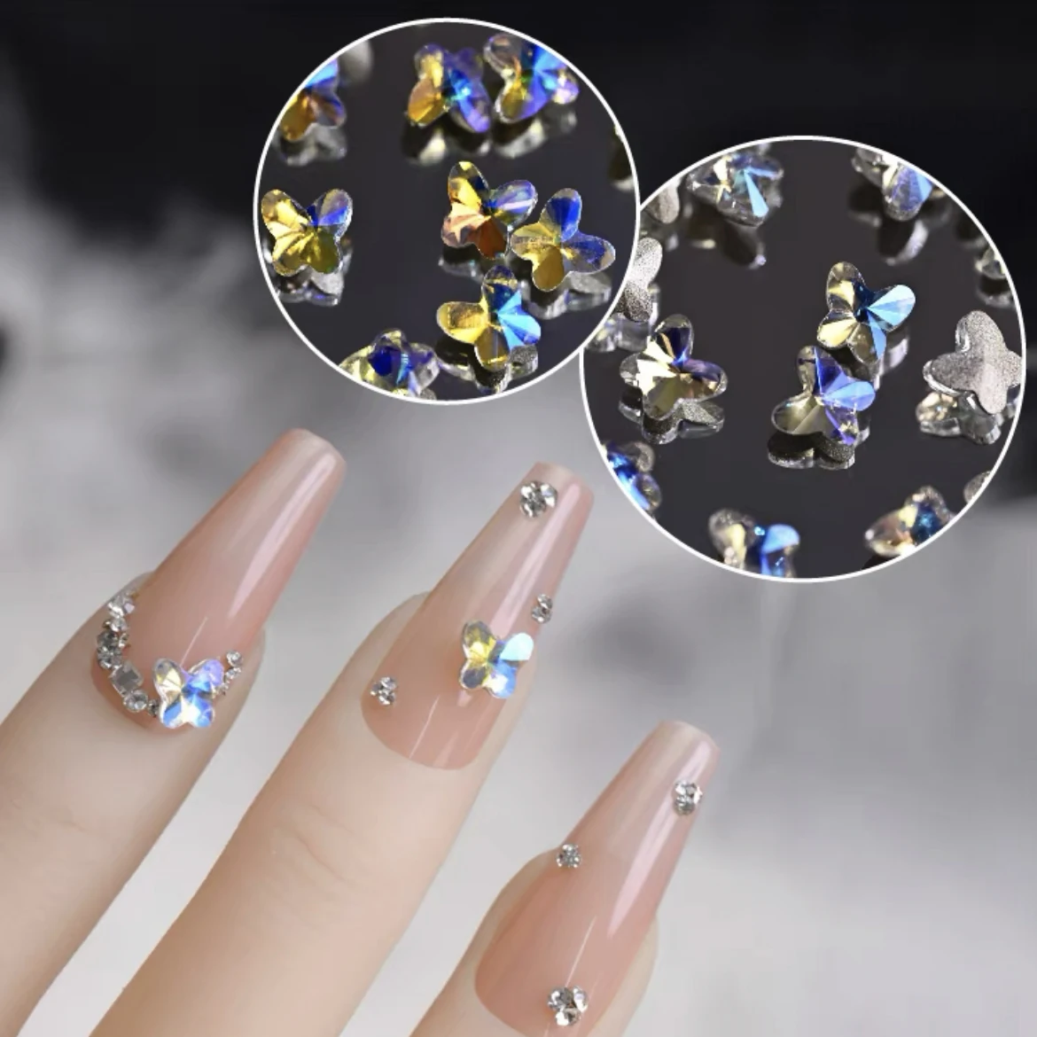 

5mm Mini Point Butterfly Nail Art Rhinestone Shiny Crystal Stone Summer 3D Fingernail DIY Decoration Accessories 30/100PCS