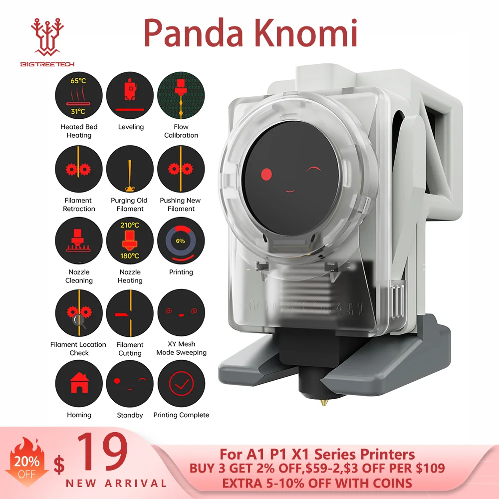 BIGTREETECH Panda Knomi Display Screen UI Design Real-Time Update Wide Viewing Angle 3D Printer Parts For Bambu Lab A1 P1 X1