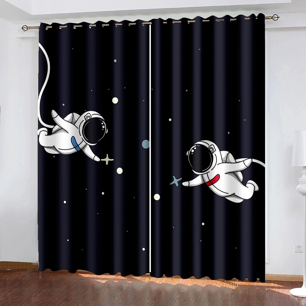 Outer Space Astronauts Blackout Curtains For Living Room Children's Bedroom Kitchen Bathroom Home Decor