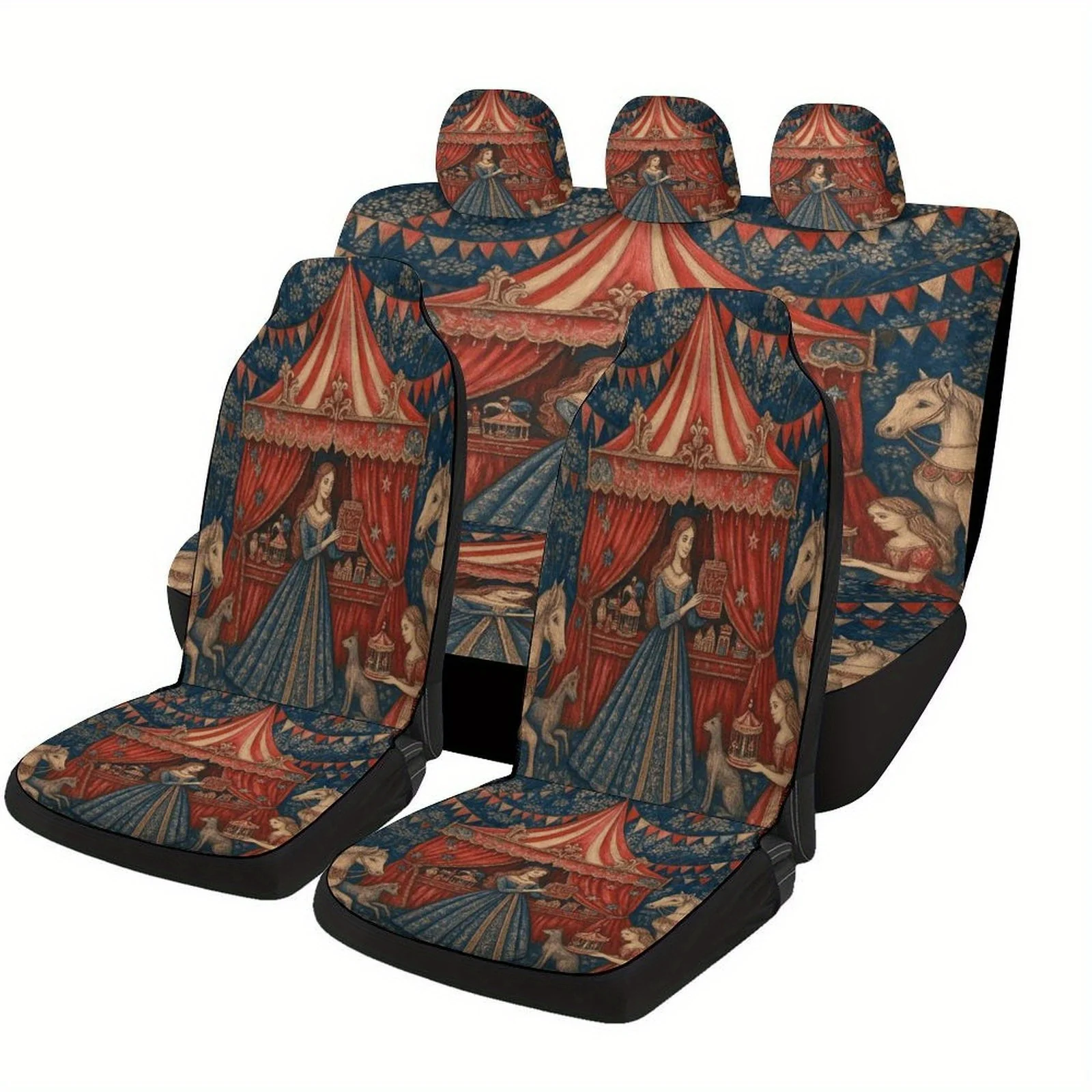 Set Of Car Seat Covers Designed By Circus Queen, Suitable For A Variety Of Vehicles. These Stylish And Unique Decorative Covers