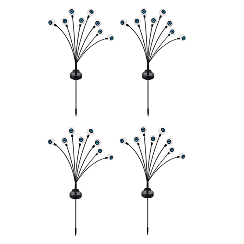 HFES زينة الهالوين أضواء مقلة العين في الهواء الطلق، 4 قطع 8 المصابيح أضواء المسار الشمسية يتمايل بواسطة الرياح لساحة الحديقة الأرجواني دائم