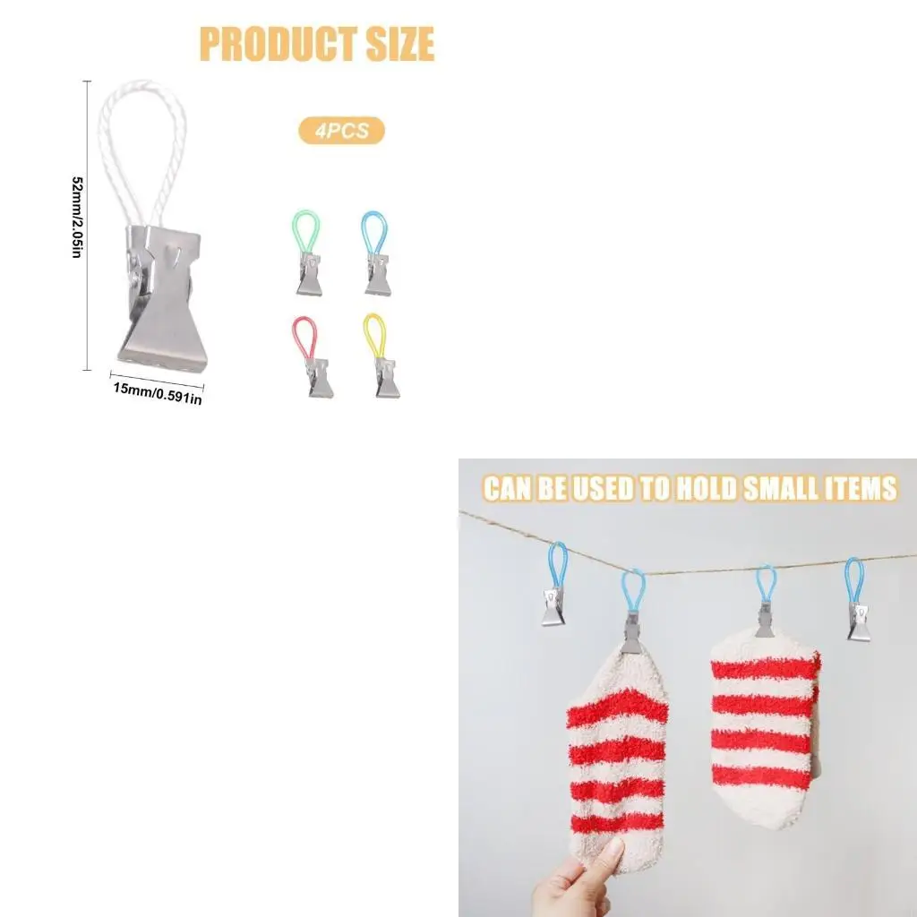 

6Pcs Metal Steel Small Teas Towel Hanging Clip Replacement Rustproof Towel Holders Windproof Bath Towel Clamp