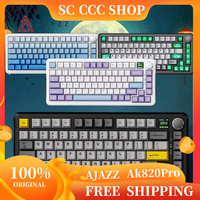 AJAZZ Ak820 Pro Mechanical Keyboard Tri-Mode Wired Wireless Bluetooth 75% Tft Screen Hot Swap Gasket Rgb Custom PC Game Keyboard