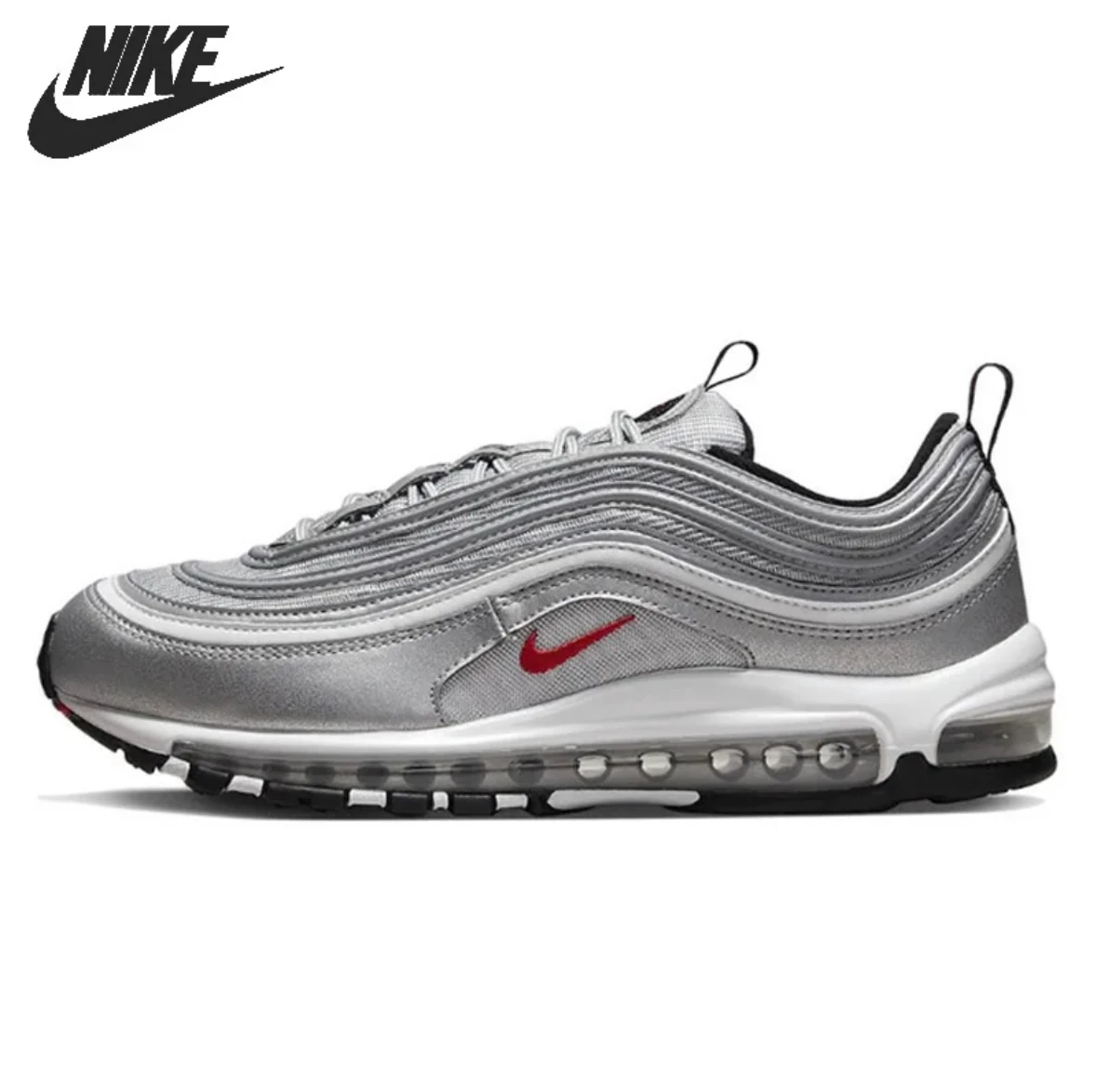 Nike-Zapatillas deportivas Air Max 97 para hombre y mujer, calzado de correr Unisex, color plateado, clásico, resistente al desgaste