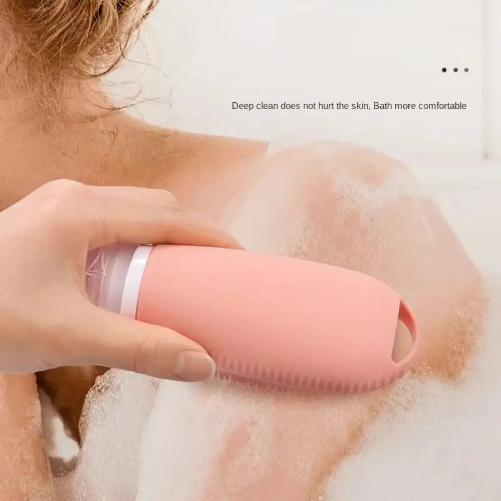 Przenośna butelka z szczotką pod prysznic 2 w 1 Silikonowe butelki podróżne 100 ml z możliwością wielokrotnego napełniania Wyciskane, szczelne pojemniki na przybory toaletowe