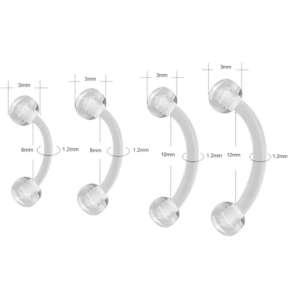 14G 16G Eyebrow Piercing Fixer Bioflex Plastic Rings