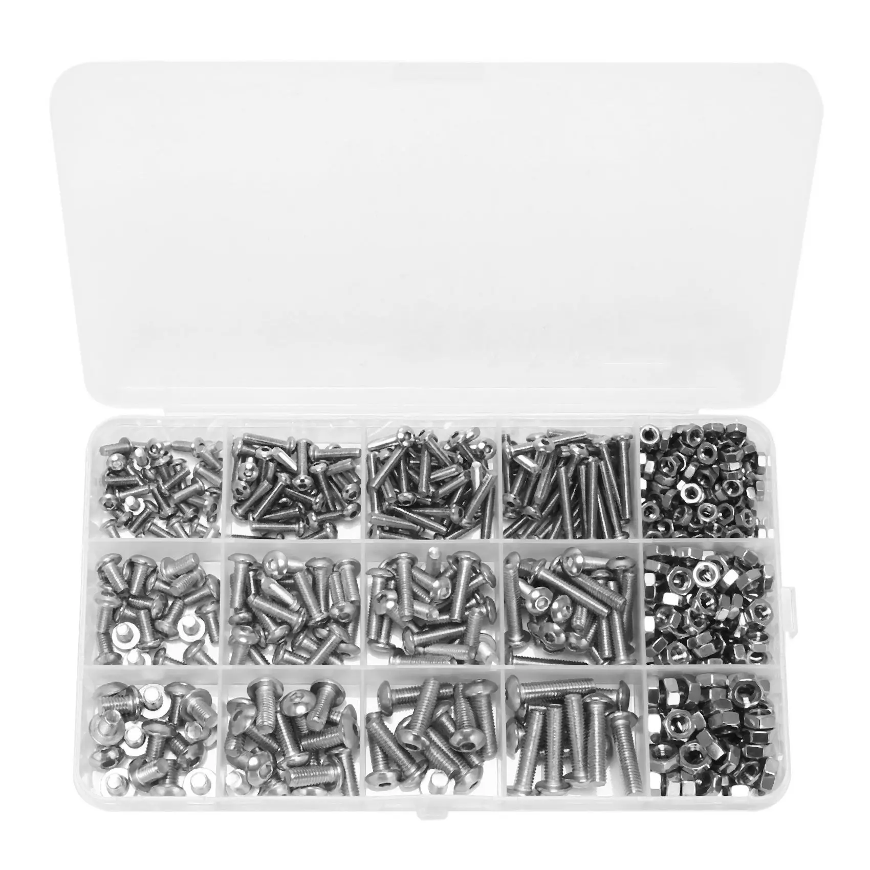 

A19F-2 Set Screw And Nut Kit,Machine Screw And Nut Kit, M3 M4 M5 Stainless Steel Button Head Hex Socket Head Cap Bolts Screws