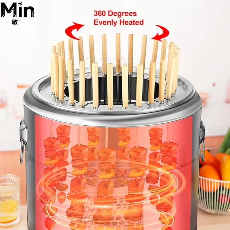Portable Stainless Steel Wrap-around Charcoal Grill Smokeless Cooking Grate for Outdoor Camping Barbecue Laboratory
