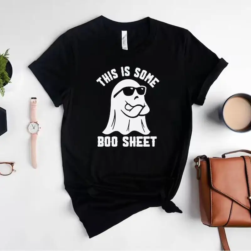 

Это немного листов, Хэллоуин, призрак, забавный подарок, мужская и женская футболка