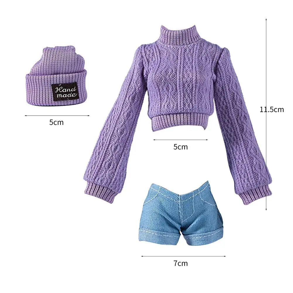 Fashion Doll Clothes Set Knitted Sweater Hat Shorts Set Winter Coat Birthday Gift DIY Dress Up